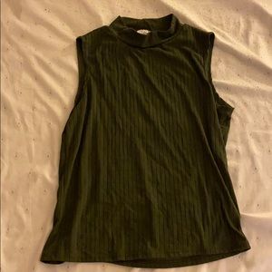 Green mock turtle neck shirt